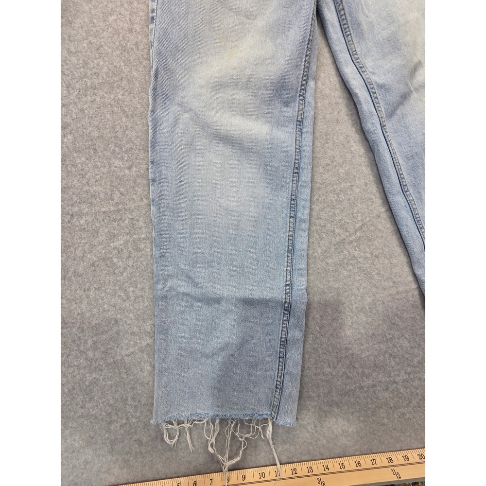 &Denim Wide Leg Ultra High Waist Light Wash Raw Hem Jeans Womens Size 2 - Picture 6 of 15